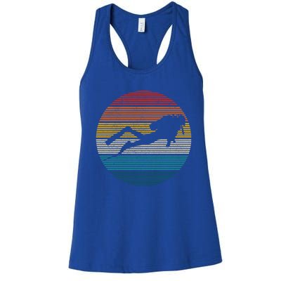 Scuba Diving Great Gift Vintage Retro Ocean Scuba Diver Gift Cute Gift Women's Racerback Tank