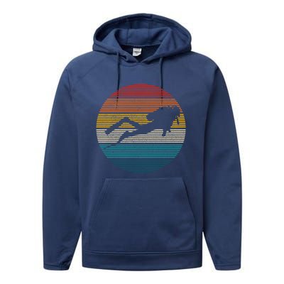 Scuba Diving Great Gift Vintage Retro Ocean Scuba Diver Gift Cute Gift Performance Fleece Hoodie