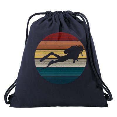 Scuba Diving Great Gift Vintage Retro Ocean Scuba Diver Gift Cute Gift Drawstring Bag