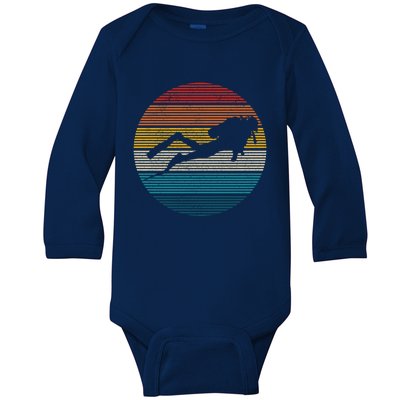 Scuba Diving Great Gift Vintage Retro Ocean Scuba Diver Gift Cute Gift Baby Long Sleeve Bodysuit