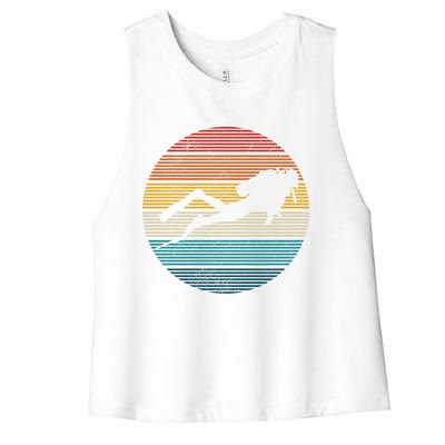 Scuba Diving Great Gift Vintage Retro Ocean Scuba Diver Gift Cute Gift Women's Racerback Cropped Tank