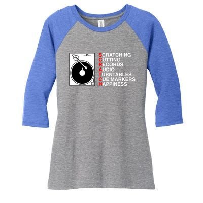 Scratch Dj Gift Women's Tri-Blend 3/4-Sleeve Raglan Shirt