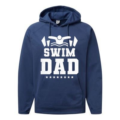 Swim Dad Gift Performance Fleece Hoodie