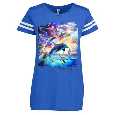 Space Dolphin Galaxy Dolphins Rainbow Enza Ladies Jersey Football T-Shirt