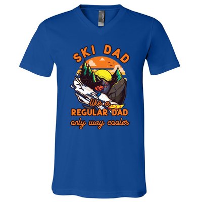 Ski Dad Gift Like A Regular Dad Only Cooler Ski Dad Gift V-Neck T-Shirt