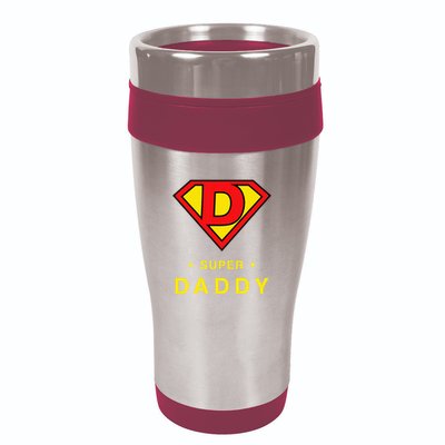 Super Daddy Gift Fathers Day Present Super Hero 16oz Travel Tumbler