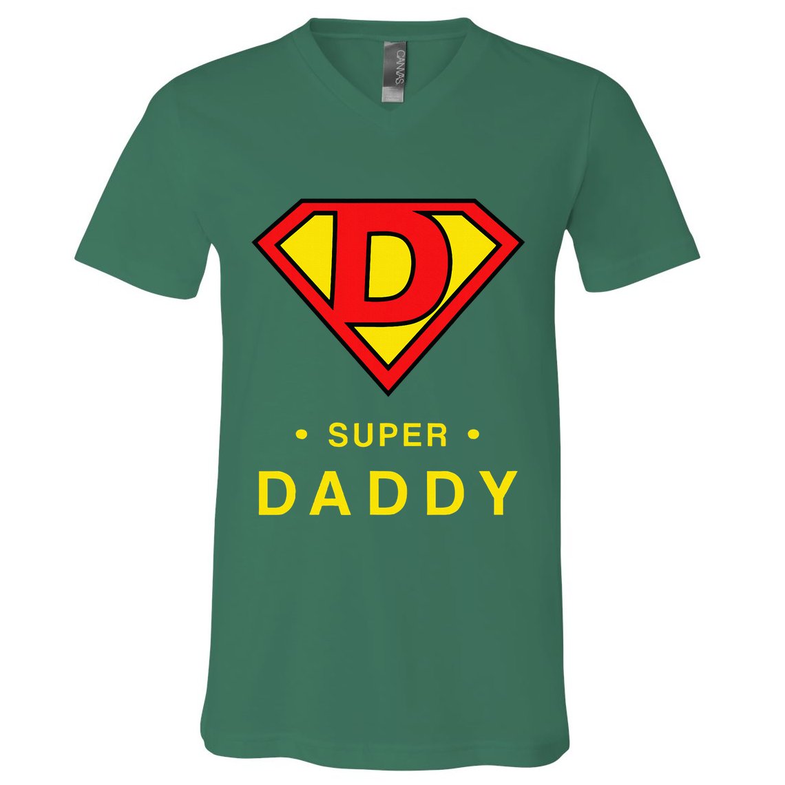 Super Daddy Gift Fathers Day Present Super Hero V-Neck T-Shirt