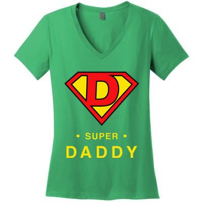 Super Daddy Gift Fathers Day Present Super Hero Women's V-Neck T-Shirt