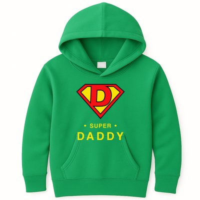 Super Daddy Gift Fathers Day Present Super Hero Kids Hoodie