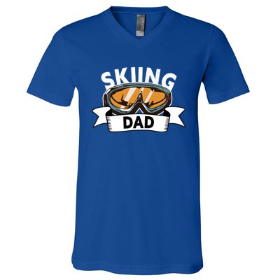 Skiing Dad Great Gift Snow Sport Funny Dad Ski Skiing Gift V-Neck T-Shirt