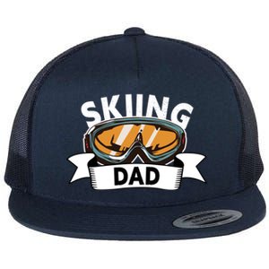 Skiing Dad Great Gift Snow Sport Funny Dad Ski Skiing Gift Flat Bill Trucker Hat