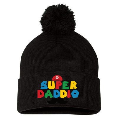 Super Daddio Gamer Dad Moustache Pom Pom 12in Knit Beanie