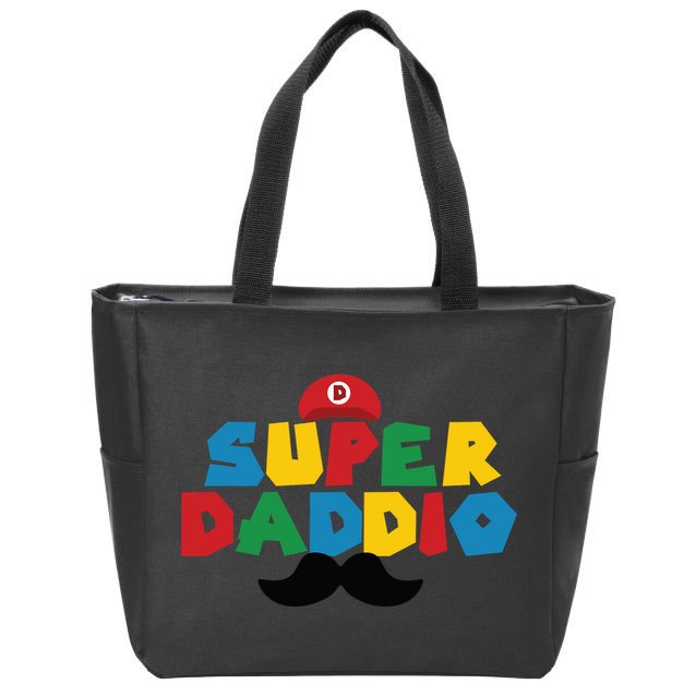 Super Daddio Gamer Dad Moustache Zip Tote Bag