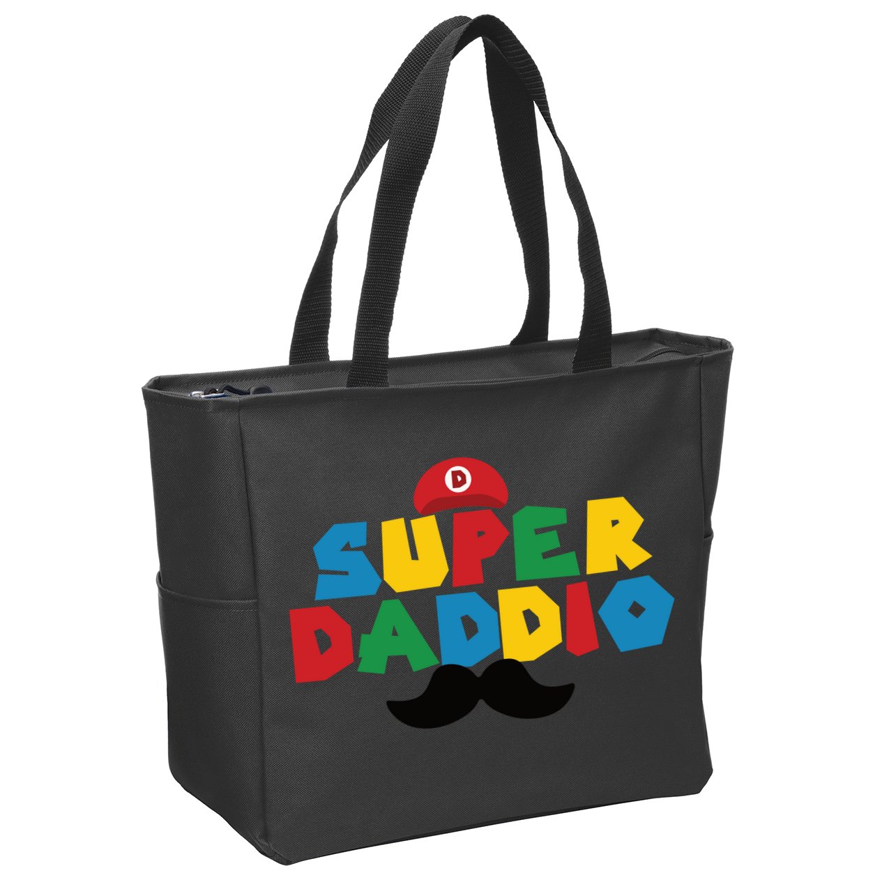 Super Daddio Gamer Dad Moustache Zip Tote Bag