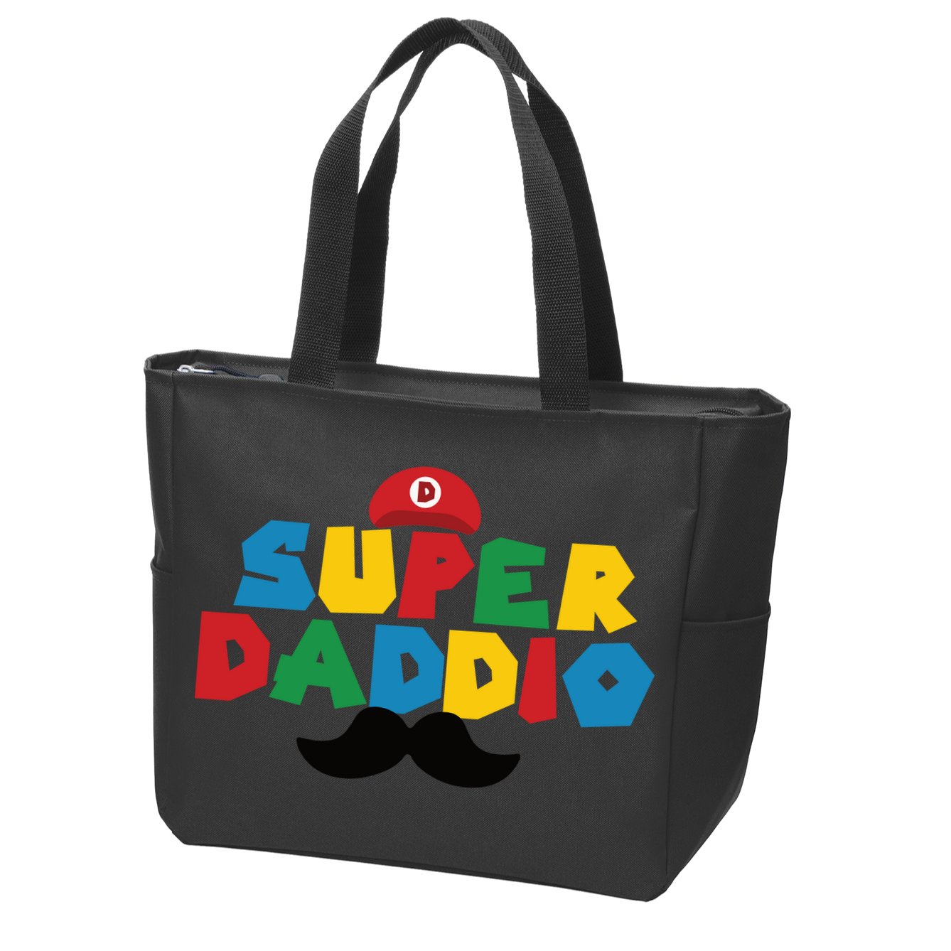 Super Daddio Gamer Dad Moustache Zip Tote Bag