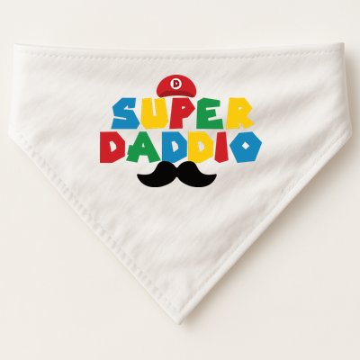 Super Daddio Gamer Dad Moustache USA-Made Doggie Bandana