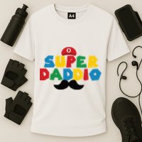 Super Daddio Gamer Dad Moustache Cooling Performance Crew T-Shirt