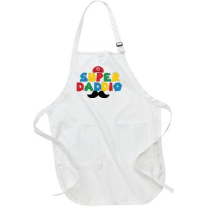 Super Daddio Gamer Dad Moustache Full-Length Apron With Pockets