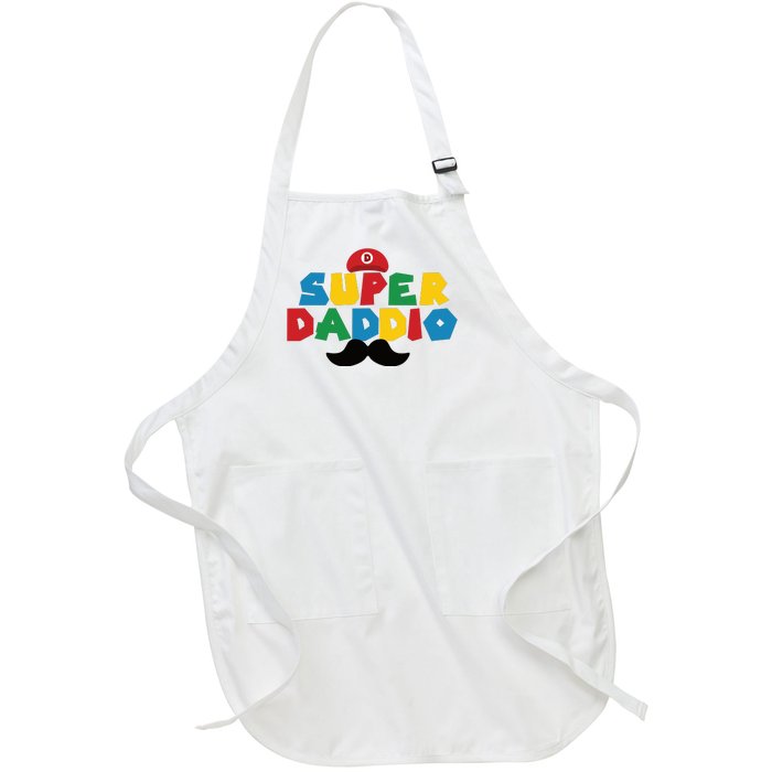 Super Daddio Gamer Dad Moustache Full-Length Apron With Pockets