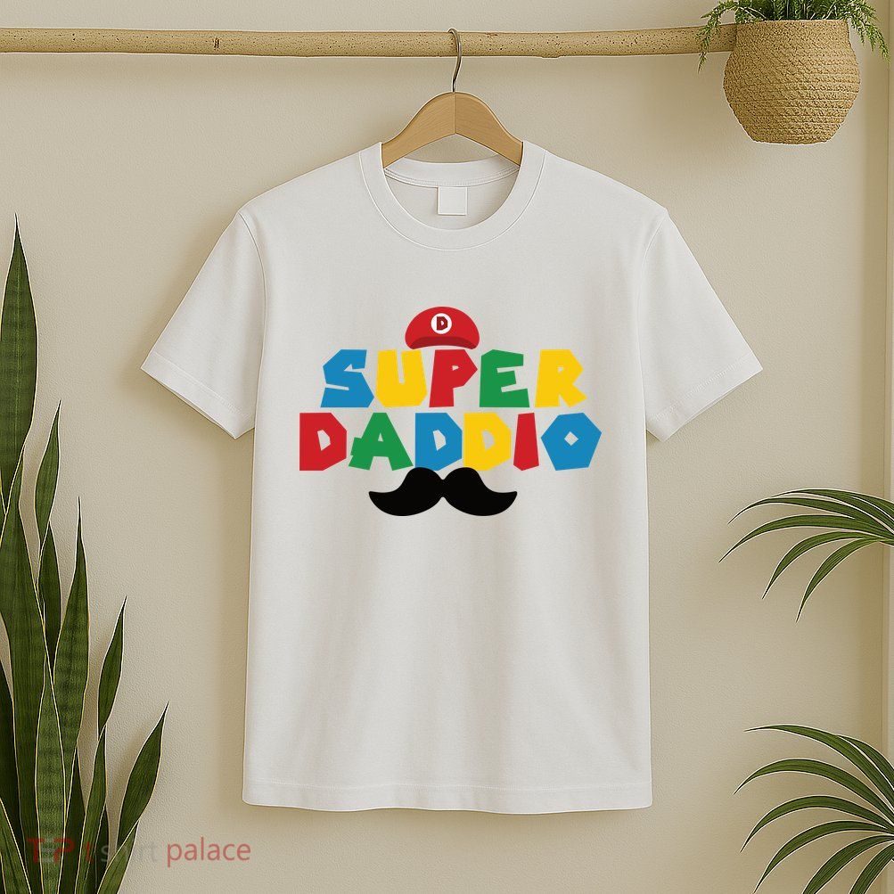 Super Daddio Gamer Dad Moustache T-Shirt