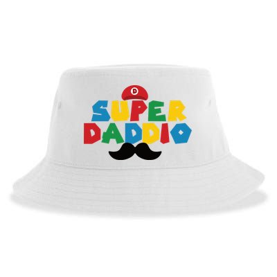 Super Daddio Gamer Dad Moustache Sustainable Bucket Hat