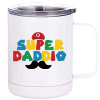 Super Daddio Gamer Dad Moustache 12 oz Stainless Steel Tumbler Cup