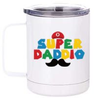 Super Daddio Gamer Dad Moustache 12 oz Stainless Steel Tumbler Cup