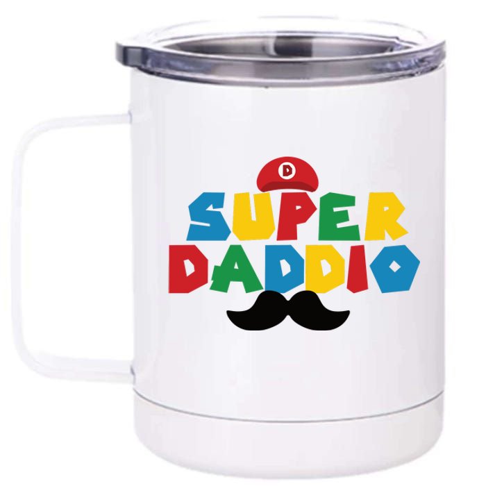 Super Daddio Gamer Dad Moustache 12 oz Stainless Steel Tumbler Cup