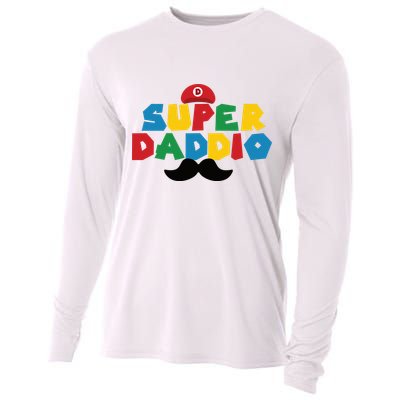 Super Daddio Gamer Dad Moustache Cooling Performance Long Sleeve Crew