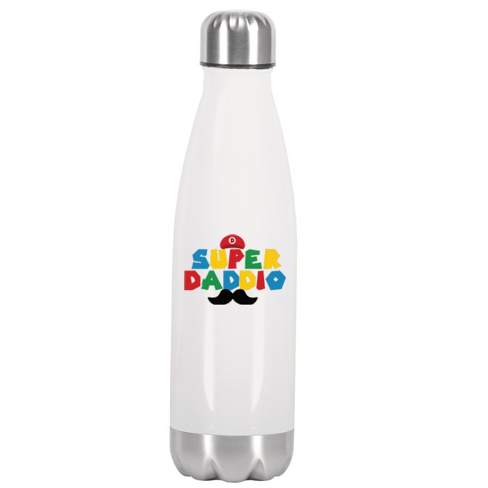 Super Daddio Gamer Dad Moustache Stainless Steel Insulated Water Bottle