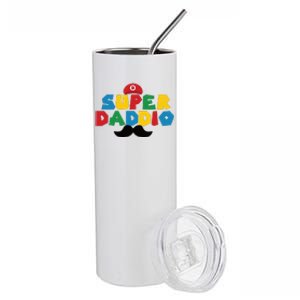 Super Daddio Gamer Dad Moustache Stainless Steel Tumbler