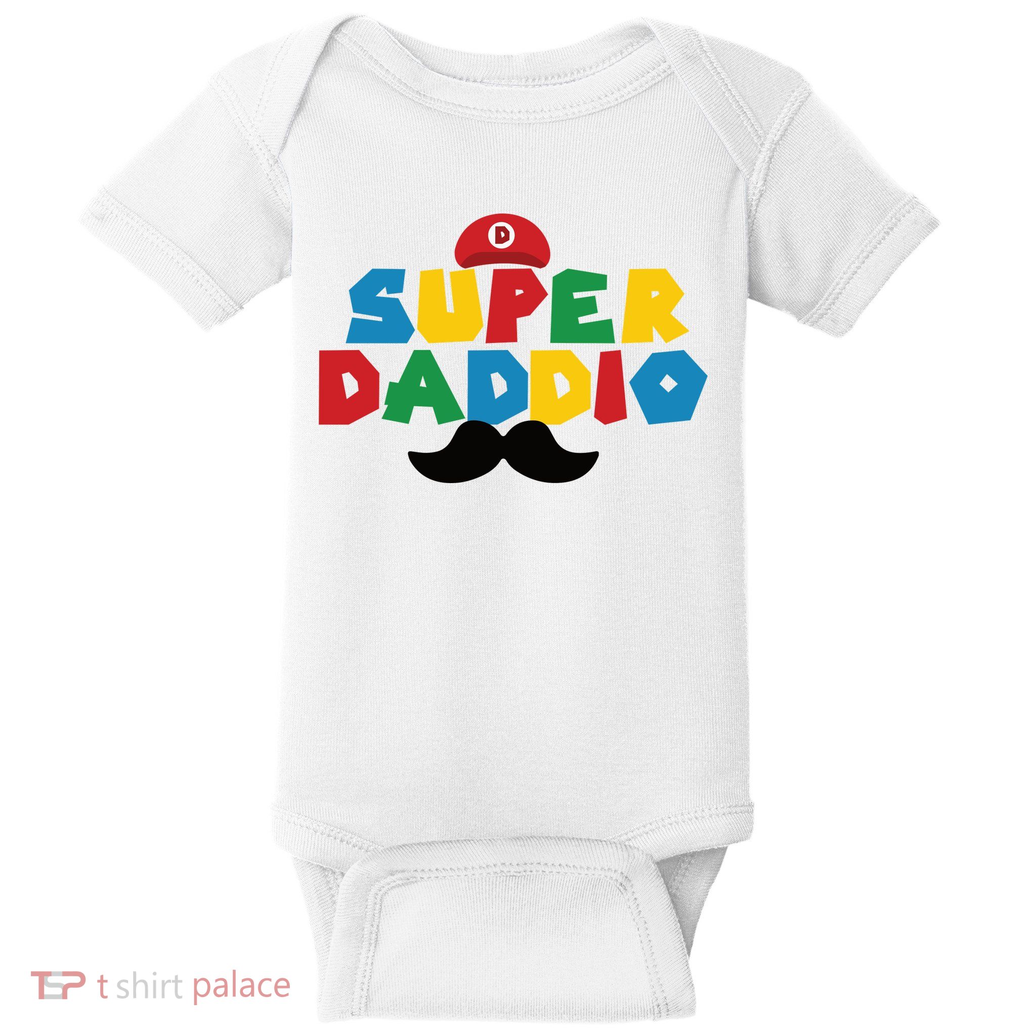 Super Daddio Gamer Dad Moustache Baby Bodysuit