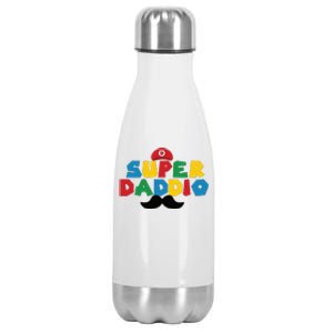 Super Daddio Gamer Dad Moustache Stainless Steel Insulated Water Bottle