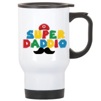 Super Daddio Gamer Dad Moustache Stainless Steel Travel Mug