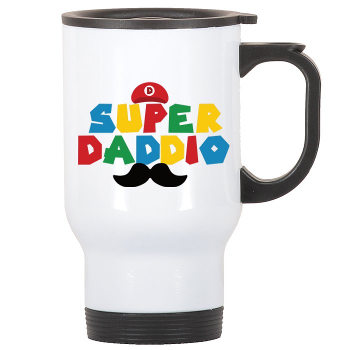 Super Daddio Gamer Dad Moustache Stainless Steel Travel Mug