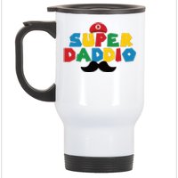 Super Daddio Gamer Dad Moustache Stainless Steel Travel Mug