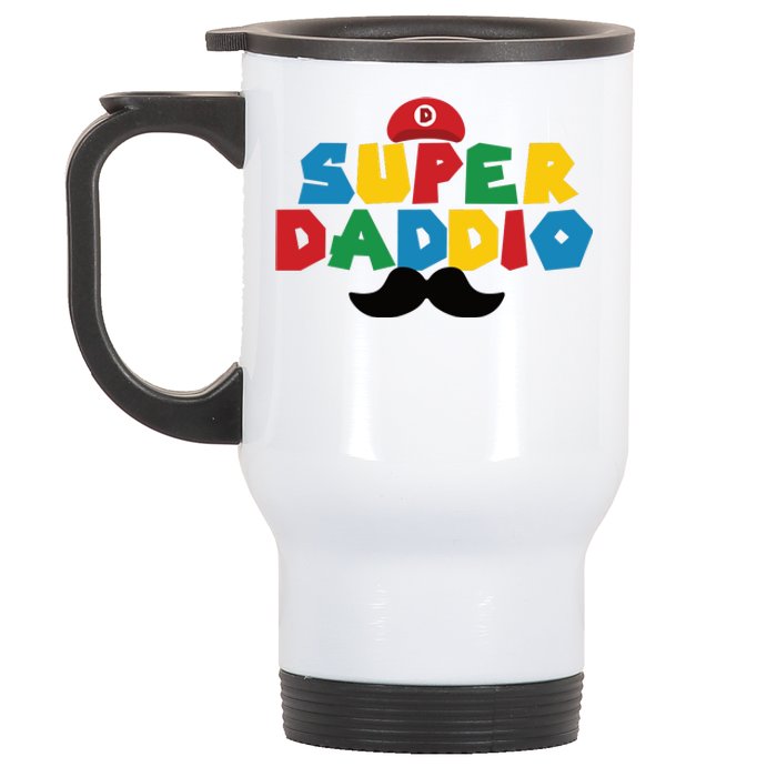 Super Daddio Gamer Dad Moustache Stainless Steel Travel Mug