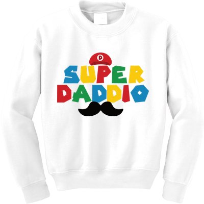 Super Daddio Gamer Dad Moustache Kids Sweatshirt