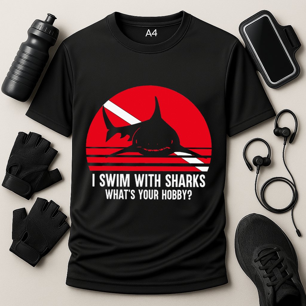 Scuba Diver Gift Shark Ocean Vintage Scuba Diving Flag Cooling Performance Crew T-Shirt
