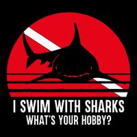 Scuba Diver Gift Shark Ocean Vintage Scuba Diving Flag Button