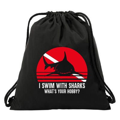 Scuba Diver Gift Shark Ocean Vintage Scuba Diving Flag Drawstring Bag