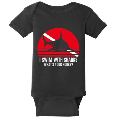 Scuba Diver Gift Shark Ocean Vintage Scuba Diving Flag Baby Bodysuit