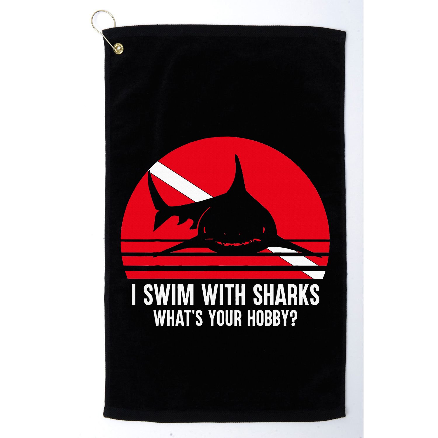 Scuba Diver Gift Shark Ocean Vintage Scuba Diving Flag Golf Towel