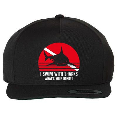 Scuba Diver Gift Shark Ocean Vintage Scuba Diving Flag Wool Snapback Cap