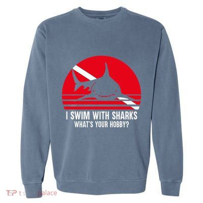 Scuba Diver Gift Shark Ocean Vintage Scuba Diving Flag Garment-Dyed Sweatshirt