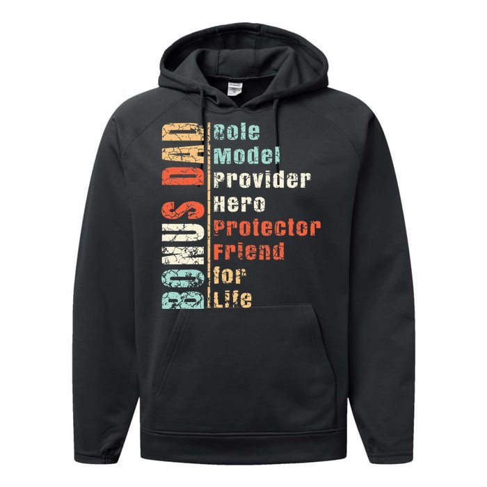 Step Dad Gift Best Bonus Dad Ever For Stepdad Performance Fleece Hoodie