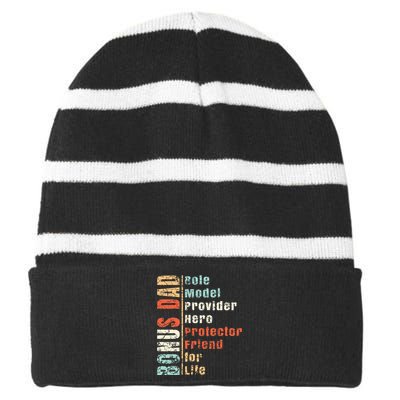 Step Dad Gift Best Bonus Dad Ever For Stepdad Striped Beanie with Solid Band