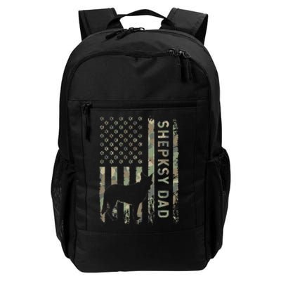 Shepsky Dad German Shepherd Husky Camo USA Flag Daily Commute Backpack