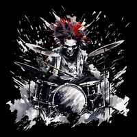 Skeleton Drummer Guy Rock And Roll Band Rock On Drum Kit Button