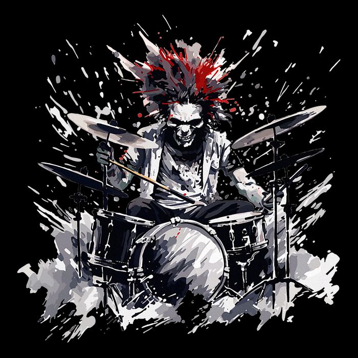 Skeleton Drummer Guy Rock And Roll Band Rock On Drum Kit Button